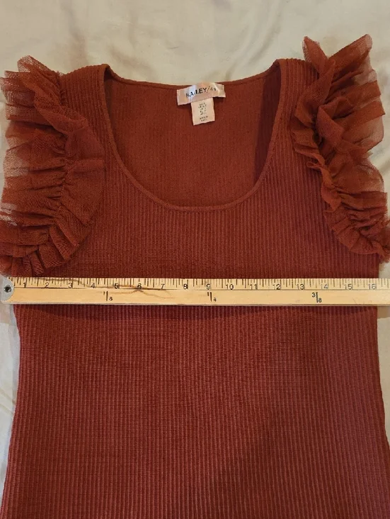 Bailey 44 Rust Ruffle Sleeve Ribbed Tank Top - Picture 8 of 11